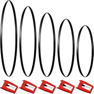 5 Pieces Turntable Belt with 5 Pieces Record Player Needle, Replacement Different Specifications Square Cassette Tape Machine Recorder Rubber Belt Diamond Stylus Replacement Needle for Turntable - Les Beatles, Paul McCartney, John Lennon, RIngo Starr, George Harrison