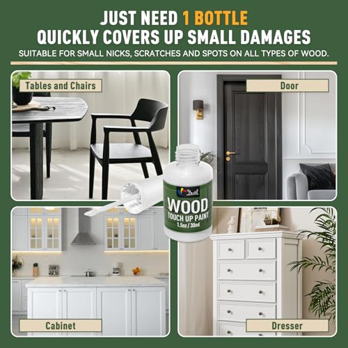 DWIL Wood Touch Up Paint - 1.5 Oz Pen for Refinishing, Quick-Dry Paint for Scratches, Chips and Spots on Furniture, Cabinets, Doors, Tables, and Dressers (Black)