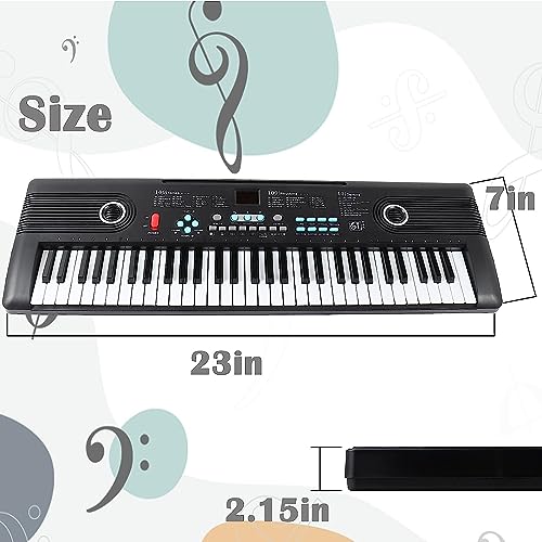 61 keys keyboard piano, Electronic Digital Piano with Built-In Speaker Microphone, Portable Keyboard Gift Teaching for Beginners, electric piano for kids - Thumbnail 6