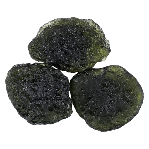 CRYSTALIS (3pcs) (20+gm) Raw Synthetic Moldavite, High Grade Loose Gemstone Wholesale Bulk Rough Jewelry Making Supply, Chakra Stones, Wire Wrapping, DIY, Gem Collection (20-30mm)