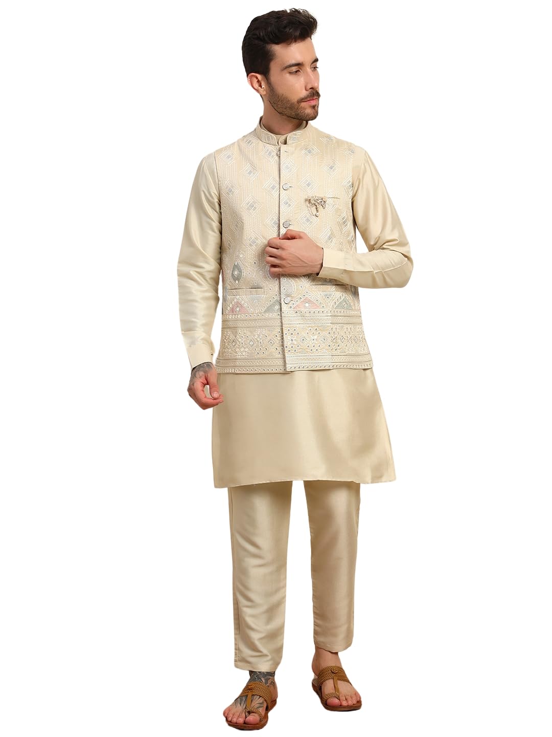 Photo 1 of Pro-Ethic Style Developer Men's Kurta Trouser Set - Gold Large