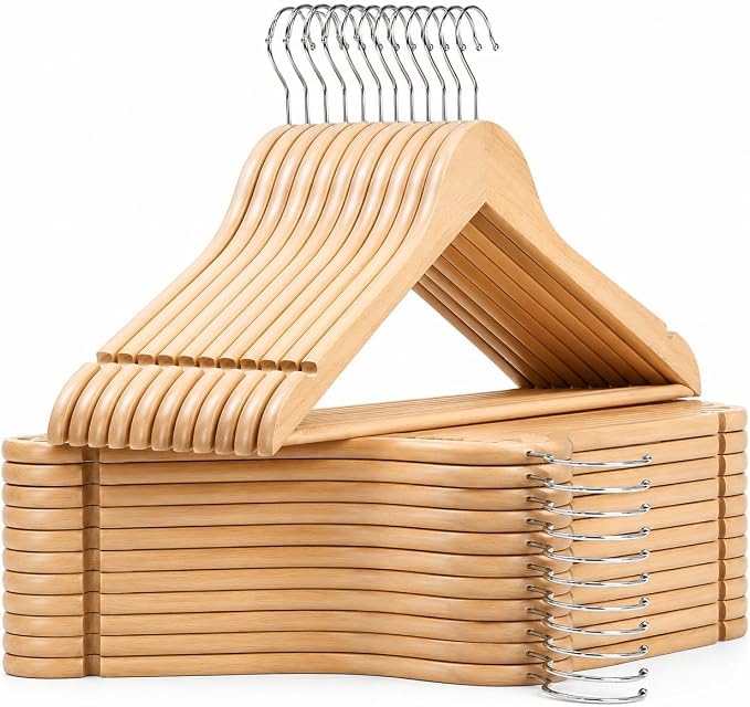 Wooden Coat Hangers Clothes Wardrobe Storage Organiser