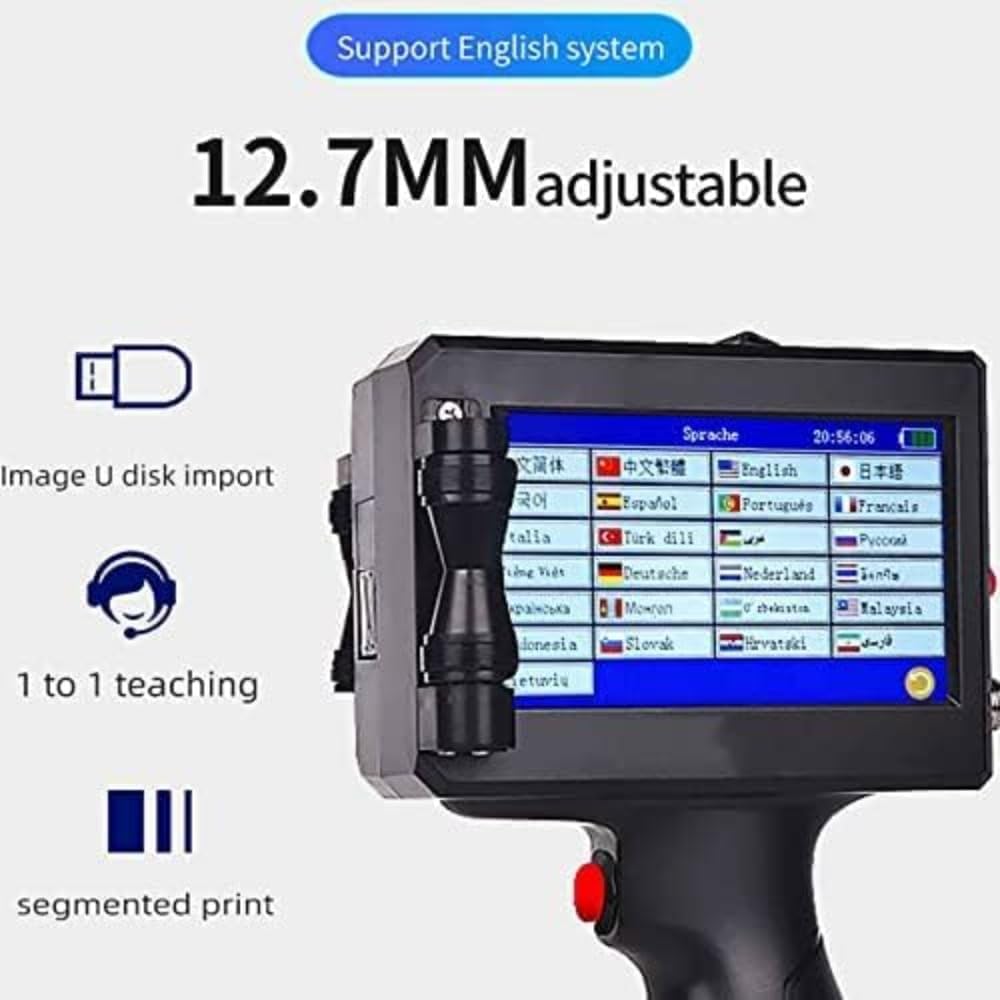 ハンドヘルド インクジェット プリンター、ハンドヘルド プリンター ポータブル 4.3 インチ タッチ スクリーン付き速乾性インクジ