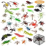 ZALAON Bug Toys for Kids, 39 Pieces Plastic Realistic Insects Mini Beasts for Toddlers Education Dragonflies Ants Bats Scorpions Halloween Toys For Party Bag Fillers