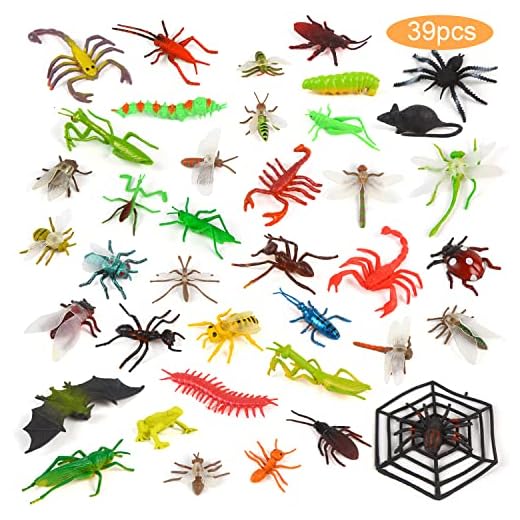 FINGOOO 39 Pack Insects and Bugs for Kids,Assorted Plastic Bug Toys Fake Insects Educational Party Favors