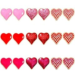 9 Pairs Heart Studs