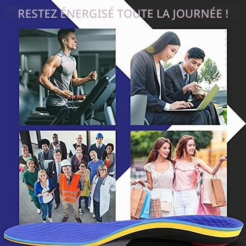 VALSOLE Semelles orthopédiques pour fasciite plantaire, soutien de la voûte plantaire, pour éperon calcanéen, pieds plats, douleurs aux pieds, semelles confortables pour homme et femme, bleues – vue 5