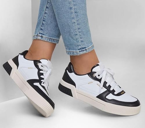 Skechers Skechers Women's Jade - Best in Class Leather Lace-Up Sneakers with Memory Foam, White/Black, 5.5