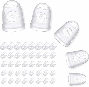 40 Pieces Guitar Fingertip Protectors Silicone Finger Guards Anti-Slip Finger Protection Covers Caps for Stringed Instruments Guitar Bass Ukulele Bass Sewing Sports, 5 Sizes