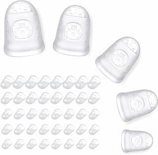 KOMUNJ 40 Pieces Guitar Fingertip Protectors Silicone Finger Guards Anti-Slip Finger Protection Covers Caps for Stringed Instruments Guitar Bass Ukulele Bass Sewing Sports, 5 Sizes