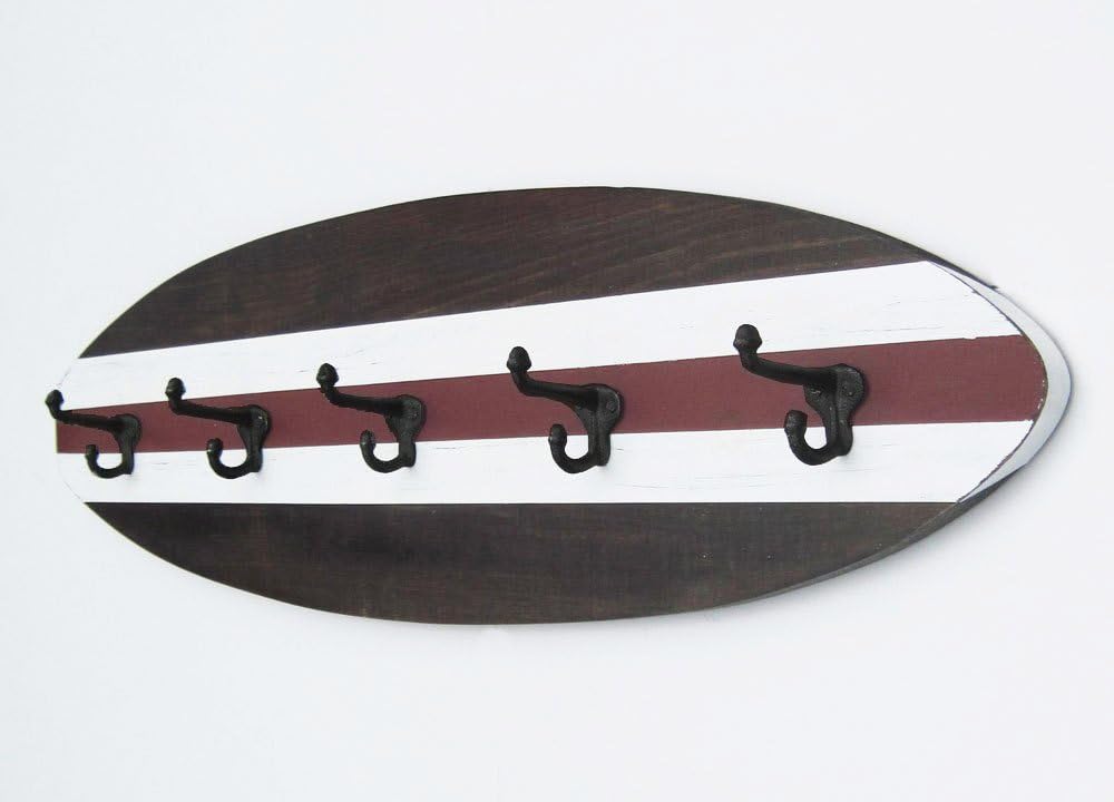 3 Ft Surfboard Coat Rack with Schoolhouse Hooks