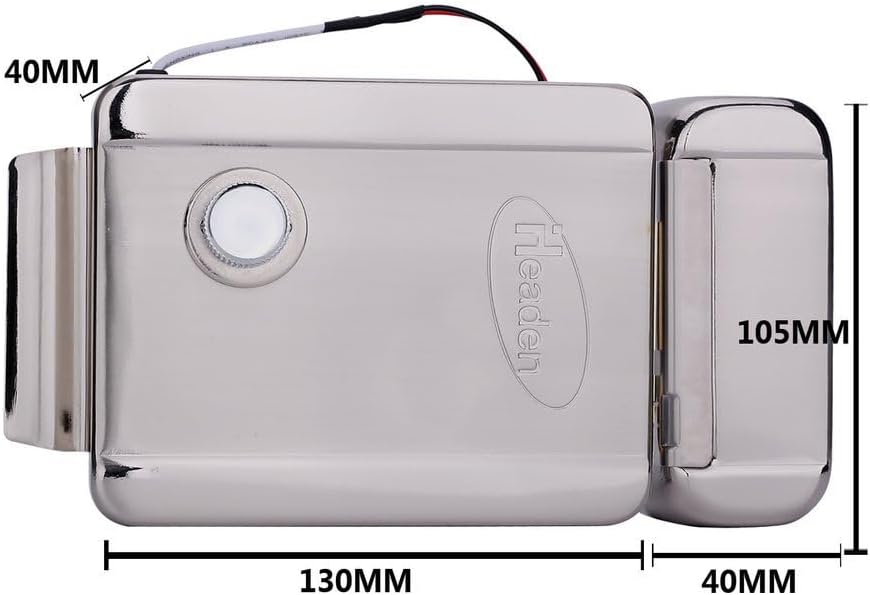 Image displaying the dimensions of the electronic door lock, with measurements of 130mm length, 105mm height, and 40mm width.