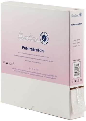 Hemline 32mm Petastretch Waistband Elastic White - per metre