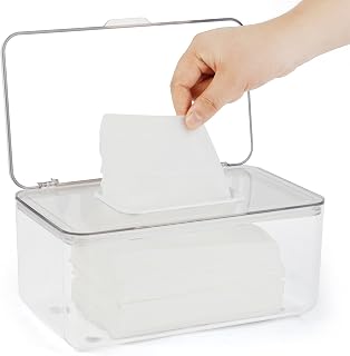 Baby Wipes Dispenser, Wipe Holder Wipes Container Large Capacity Keep Wipes Fresh & Easy to Open (Transparent)