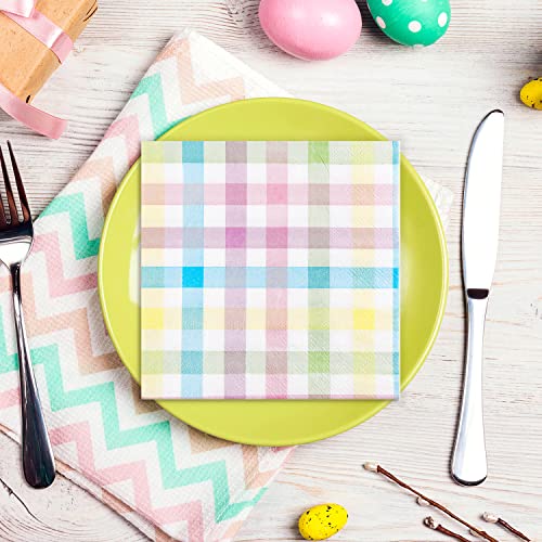 Greenpine 50 Pack Easter Paper Napkins Buffalo Check Plaid Paper Napkins Party Supplies Easter Checkerboard Napkins Cocktail Napkins Perfect For Easter Dinner Party Decoration 6.5 "X 6.5"​ #TOP2