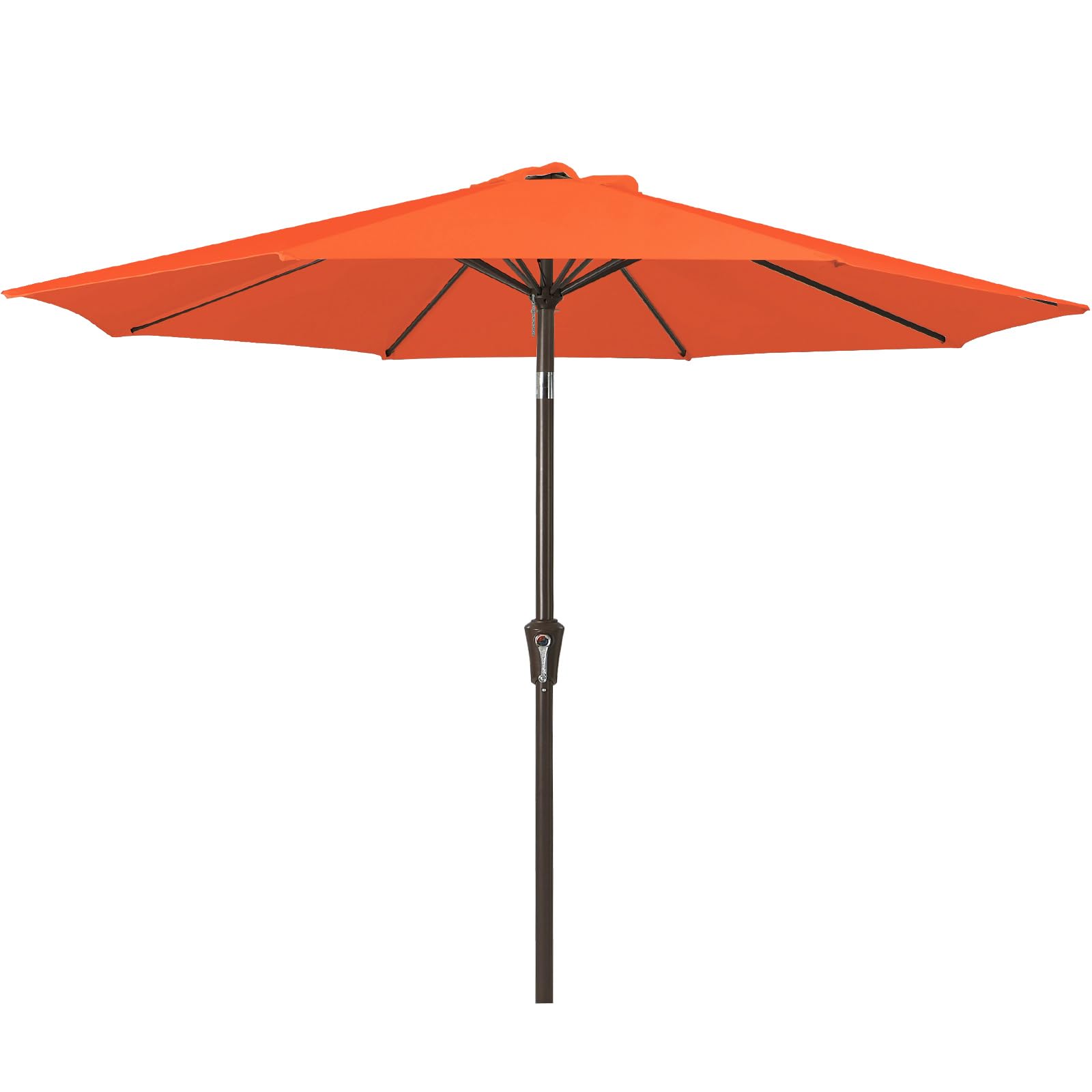 JEAREY Outdoor Patio Umbrella 9FT Outdoor Table Umbrella with Push Button Tilt and Crank, Market Umbrellas 8 Sturdy Ribs UV Protection Waterproof for Garden, Deck, Pool (Red Orange)