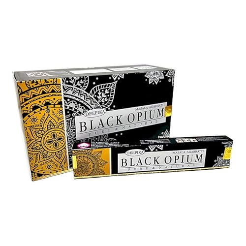 Deepika Black Opium Masala Incense Joss Stick Natural Handmade Agarbatti Hand Rolled Moulded Bamboo Stick 3 Pack 15 gm