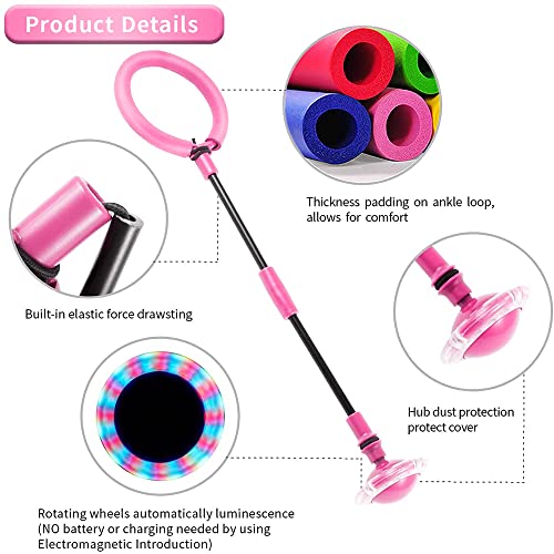 MEISHANG Cheville Skip Ball,Anneau de Saut de Cheville,Pliable Jouet d'Anneau de Saut de Cheville,Coloré Anneau de Saut Clignotant,Flash Saut Anneau Ball,Shine Cheville Skip Ball Dancing Ball Jouet – vue 4