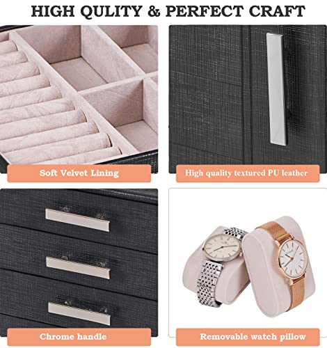 Anwbroad Jewelry Box Women Jewelry Organizer Box 6 Tier Jewelry Storage Box With Lock Mirror Jewelry Holder For Earrings Rings Bracelets Jewelry Organizer Faux Leather Ujjb008B #TOP4