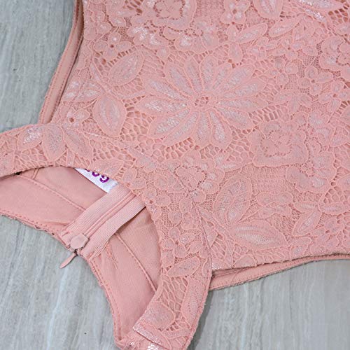 Gorlya Girl's Elegant Halter Neck Floral Lace Hi-Lo Flower Girl Birthday Party Dress For 4-14T Kids (Gor1027, 11-12Y, Pink) #TOP4