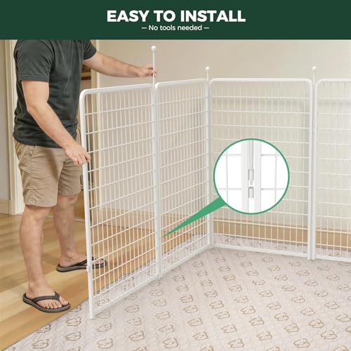 Image of FXW Rollick Unleashed Dog Playpen for Indoor, Yard, RV Camping, 50 inch 32 Panels for Large Dogs, White│Patented