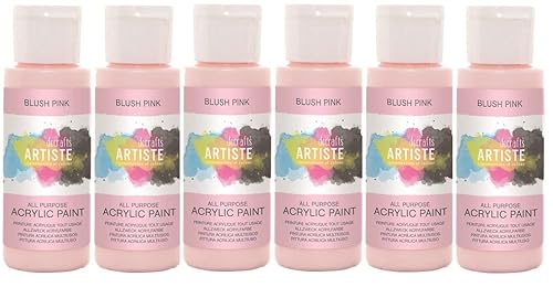 docrafts Pack of 6 Bottles Artiste Acrylic Paint 59ml (Blush pink)