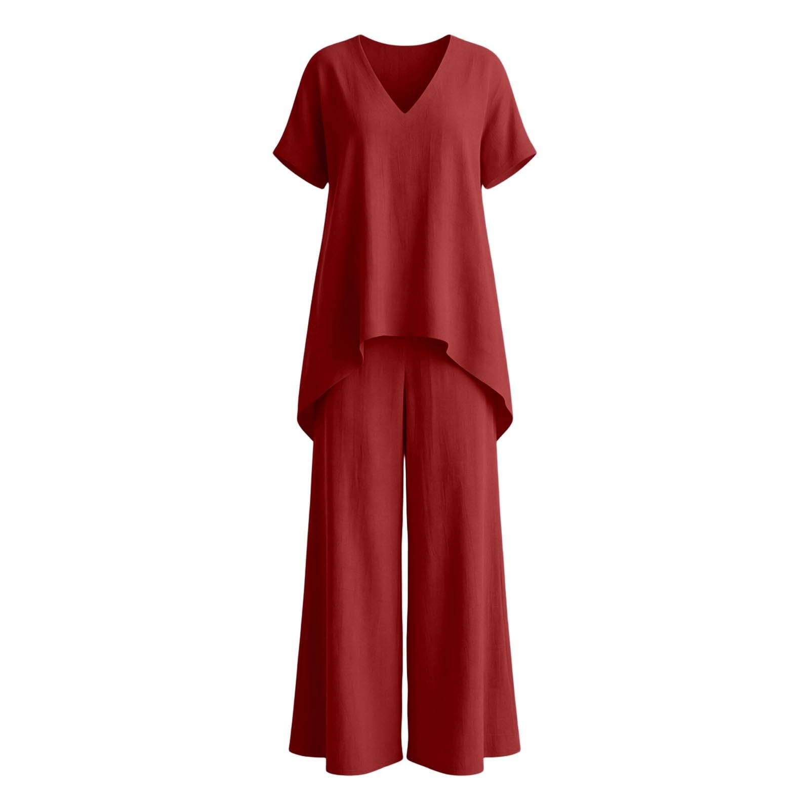 Chándal para mujer, conjunto, conjunto de dos piezas, informal, compuesto por un top de manga corta y un pantalón ancho para el verano, perfecto para un look estival cómodo