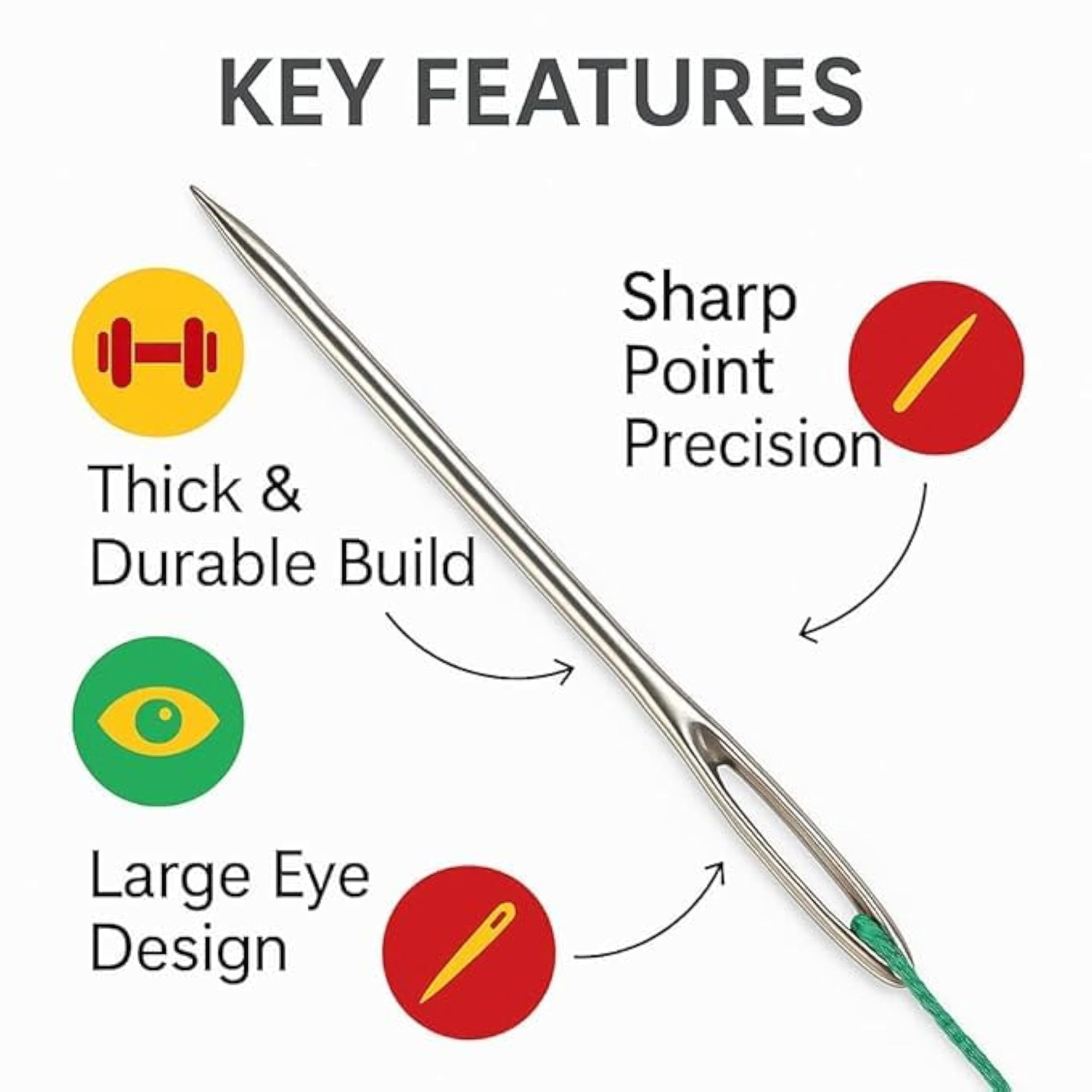 Large Eye Blunt Tapestry Needles Set with Needle Threader