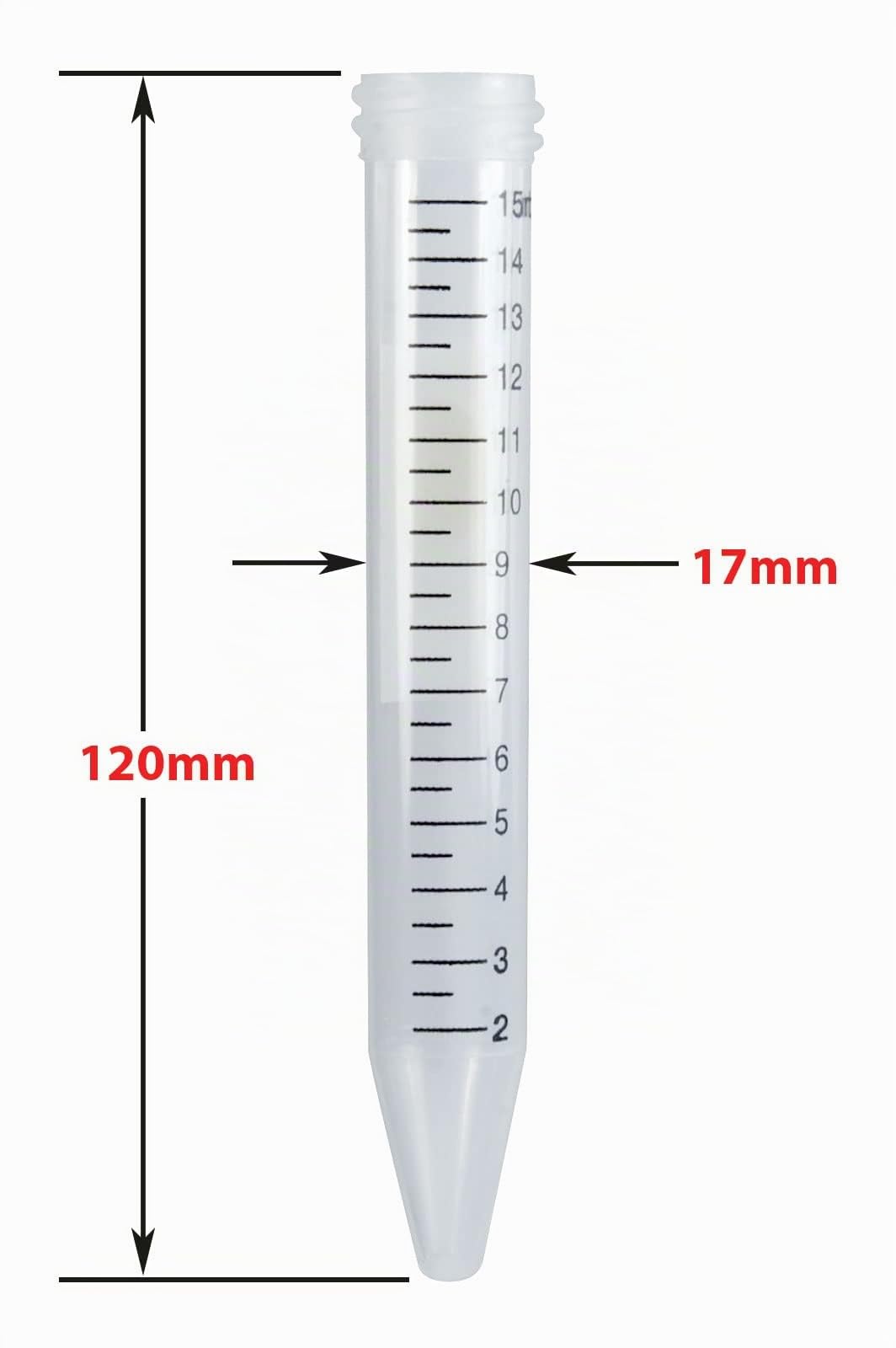 Globe Scientific 15mL Centrifuge Tube with Attached Blue Flat Top Screw Cap, 6286, Polypropylene, Sterile, Printed Graduation, Racked, 50/Rack, 500/CS