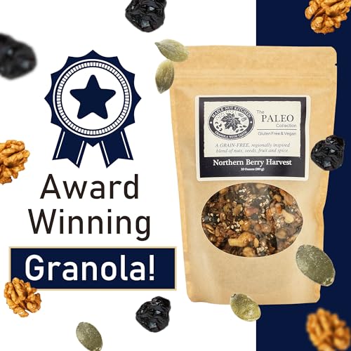 Image of Maple Nut Kitchen Northern Berry Harvest Granola 3-Pack - Grain-Free with Walnuts, Seeds, Blueberries & Vanilla | Paleo, Low Carb, No Sugar Added, Oat-Free, Organic, Clean & Healthy Cereal