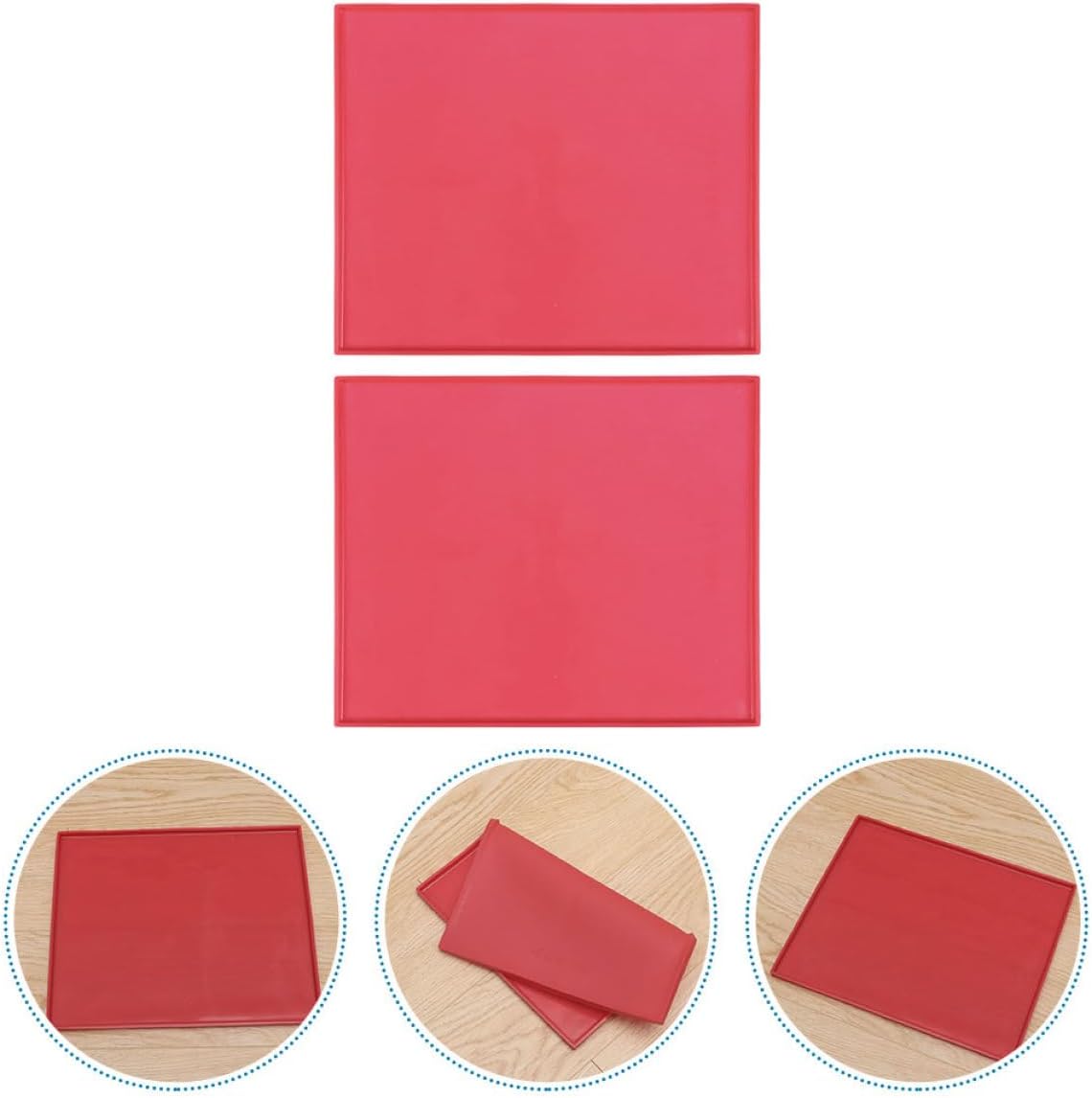 MERRYHAPY 2Pcs Non-Skid Silicone Cat Dog Bowl Mat Pet Feeding Placemat Spill-Proof Floor Protector for Cats and Dogs