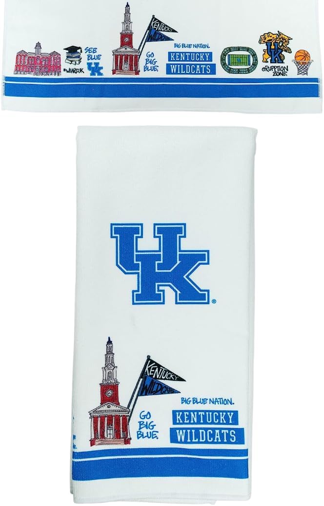 Magnolia Lane Kentucky SEC Kitchen Hand Towel UK Campus Icons- Reusable Cleaning Cloth- Microfiber Texture, Super Absorbent- Ideal for Student, Alumni, Housewarming