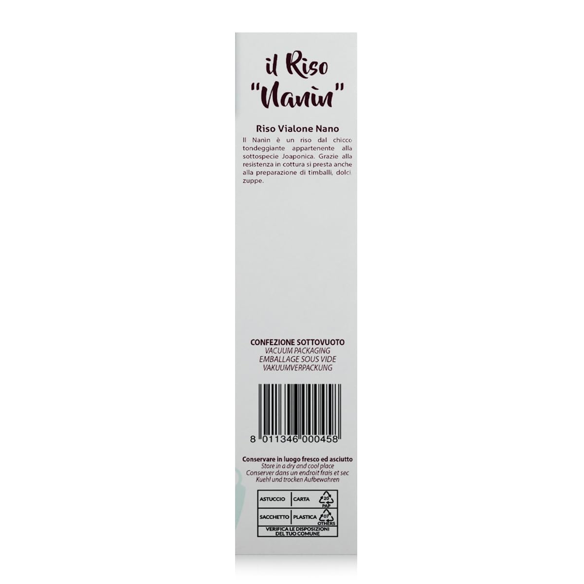 La Veronese | Nanin, Riso Vialone Nano, Varietà di Riso Semifino, Riso Versatile, Senza Glutine, 9x1000g