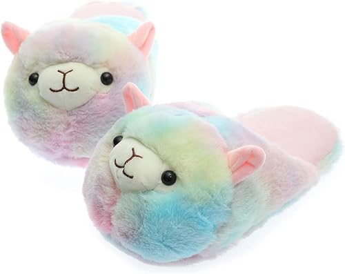 Miniatura 3 de Millffy Divertidas pantuflas de animales cálidos para mujer - Zapatos peludos de casa de cerdo rosa