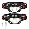 Headlamp Flashlight, LHKNL 1100 Lumen Ultra-Light Bright LED Rechargeable Headlight with White Red Light, 2-PACK…