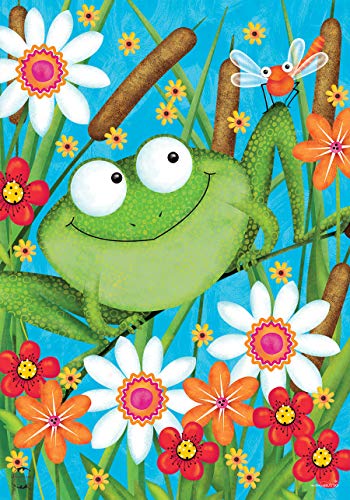 Froggy Fun Summer Garden Flag Floral 12.5" X 18" Briarwood Lane #TOP1