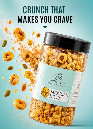 Image of WellNuts & Co. Healthy Snack Combo Pack of 4 |Buckwheat Flakes Mix - 200g, Mexican Bites - 200g, Mix Veg Chips - 150g, Roasted Edamame Beans - 200g| Roasted & Ready to Eat Snacks | High Protein & High Fiber Combo | Snacks for Healthy Everyday
