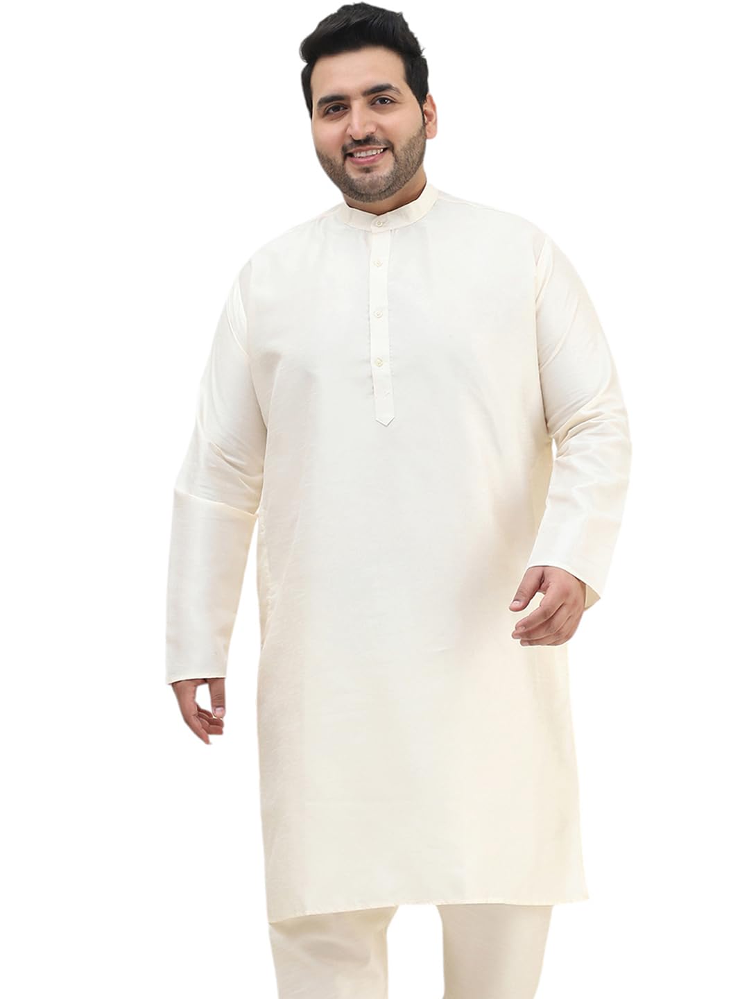 Sojanya Plus (Since 1958) Mens Off-White Dupion Silk Only Long Kurta