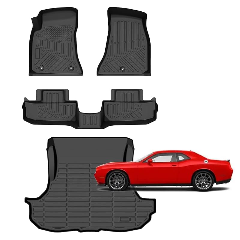 Tapetes automotivos em TPE para Dodge Challenger RWD 2015–2025, com tapete de porta-malas, modelo 41)For Challenger RWD 2015-2025 Set
