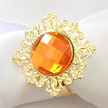 ZiDeTang Rhinestone Metal Napkin Ring Color Amber Pack of 100