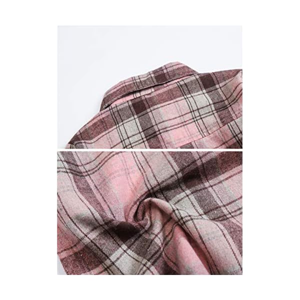 SANGTREE-Girls-Womens-Button-Down-Plaid-Cotton-Tops-Shirt-3-Months-US-2XL SANGTREE Family Matching Flannel Shirts Girls Flannel Shirts Long Sleeve Button Down Plaid Shirts Pink, 7-8 Years = Tag 140