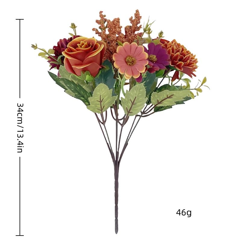 Ramo otoñal de flores secas con rosas 34 cm 5 piezas miniatura 7
