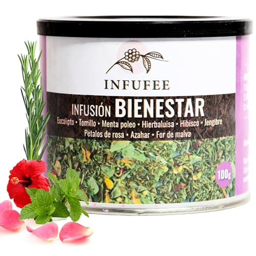 Infuso di Eucalipto 100g – Tisana Naturale con Fiori Secchi, Menta Poleo, Ibisco e Zenzero, Infuso Rilassante Senza Teina, Digestivo e Anti-infiammatorio per Tosse e Benessere Respiratorio