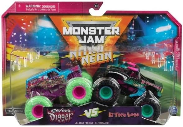 Monster Jam Nitro Neon Son-Uva Digger VS El Toro Loco (1:64 Scale Double Pack)