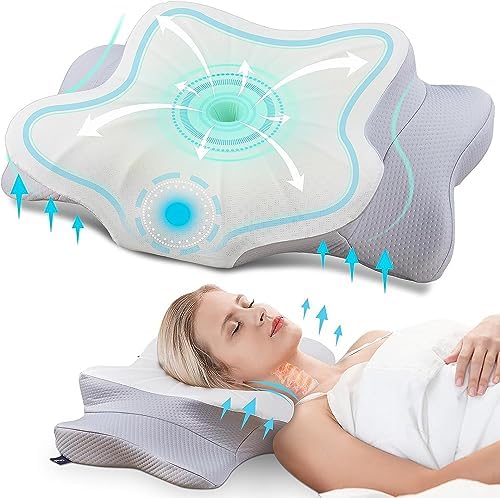 DONAMA Nackenkissen Memory Foam, Ergonomisches Kopfkissen, 6-Zonen | Mit Armauflage, 2 Höhen (9/14cm), kuehlend & atmungsaktiv. Bezug abnehmbar & waschbar. Fuer Seiten- und Bauchsc