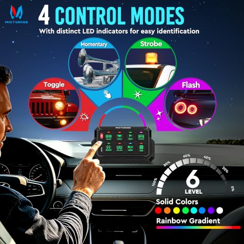 Image of MICTUNING P1s-AC Wireless 8 Gang Switch Panel 262FT with App Control