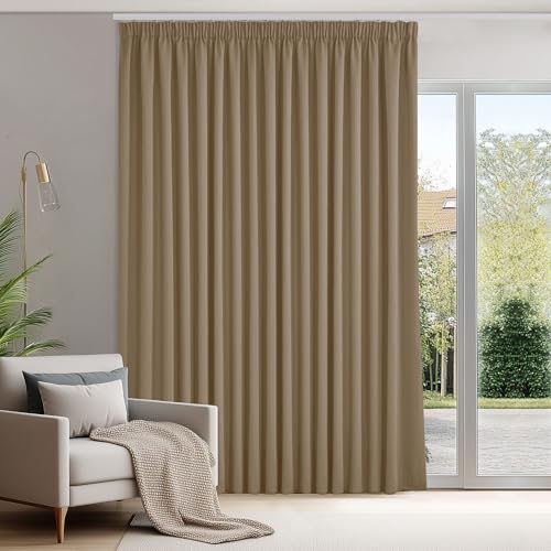 Deconovo Gardinen mit Kräuselband Blickdicht Vorhänge Gardinen Wohnzimmer Vorhang Verdunkelung Kälteschutz Raumteiler Vorhang Thermogardine, 260x300 cm(HöhexBreite), Taupe, 1 Stück Deconovo Gardinen mit Kräuselband Blickdicht Vorhänge Gardinen Wohnzimmer Vorhang Verdunkelung Kälteschutz Raumteiler Vorhang Thermogardine, 260x300 cm(HöhexBreite), Taupe, 1 Stück