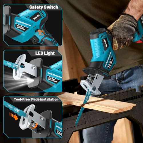 image for Seesii Reciprocating Saw Cordless, Sawzall Cordless with 2 x 2.0Ah Bat