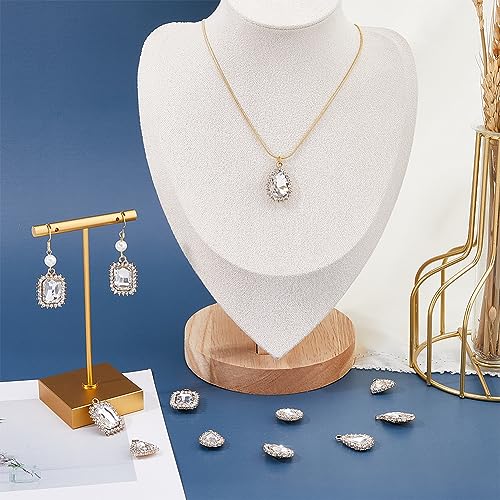 SUPERFINDINGS 20PCS 5 Style Alloy Rhinestone Pendants Light Gold Tone Rectangle Teardrop Triangle Flat Round Charms Sparkling Clear Crystal Rhinestone Pendants for Jewelry Making Hole: 1.8~2.5mm - Image 4