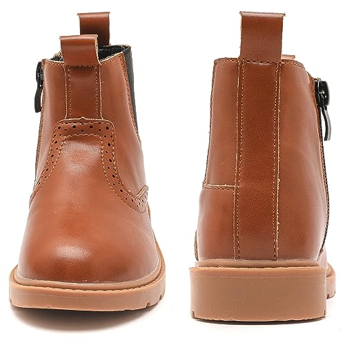 Dadawen Boys Girls Waterproof Outdoor Side Zipper Comfort Chelsea Ankle Boots Combat Ankle Booties (Toddlers/Little Kids/Big Kids) Brown Us Size 13 M Little Kid thumb #5